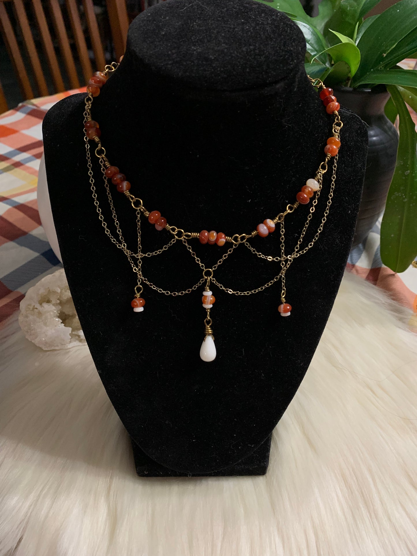 Carnelian Layered Choker Necklace