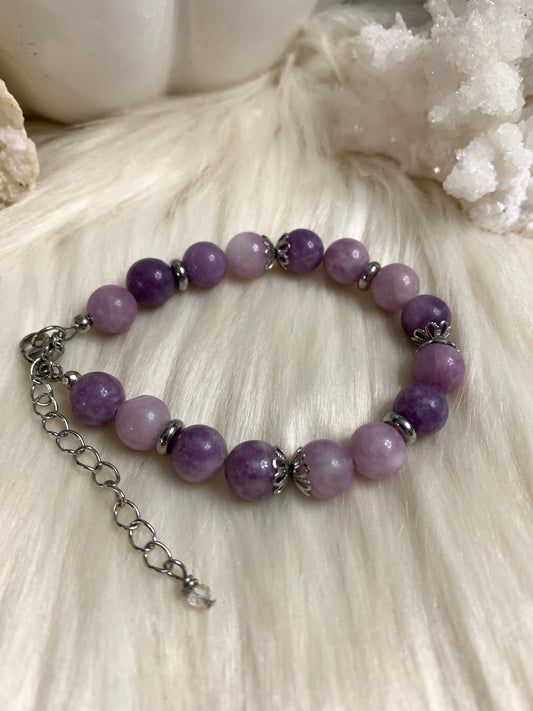 Handmade Lepidolite Crystal Bracelet