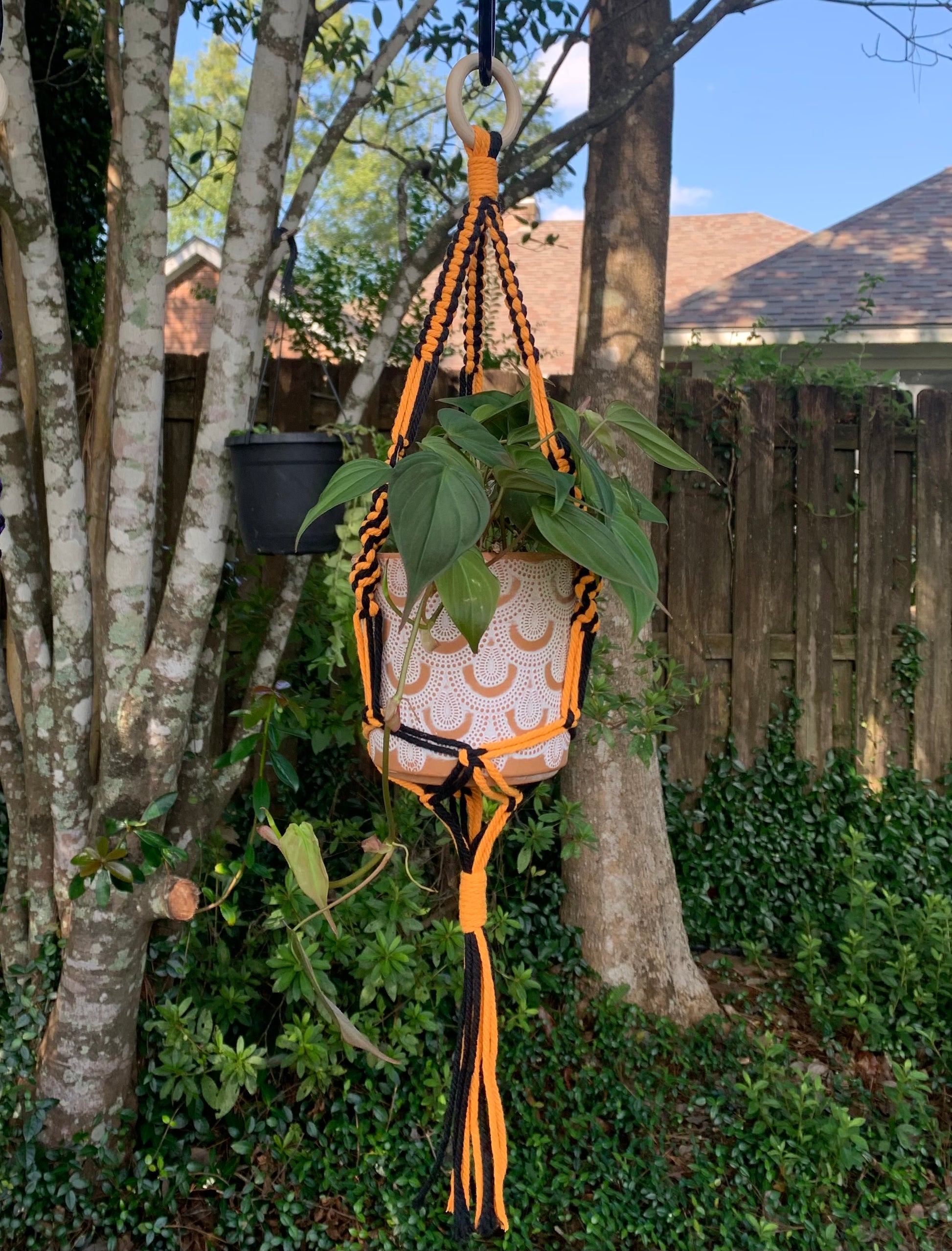 orange macrame plant hanger Macrame Two Toned Plant Hangers