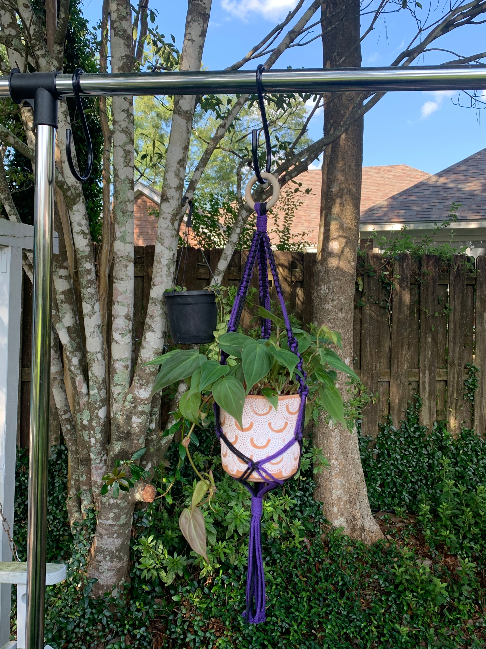 fence hanger for plants Macrame Two Toned Plant Hangers